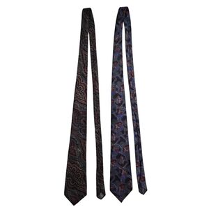 Pierre Balmain Italian Silk Tie Lot of 2 Paisley Abstract Print